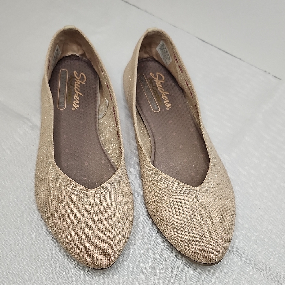 Skechers Tan Stretch Knit Ballet Flats